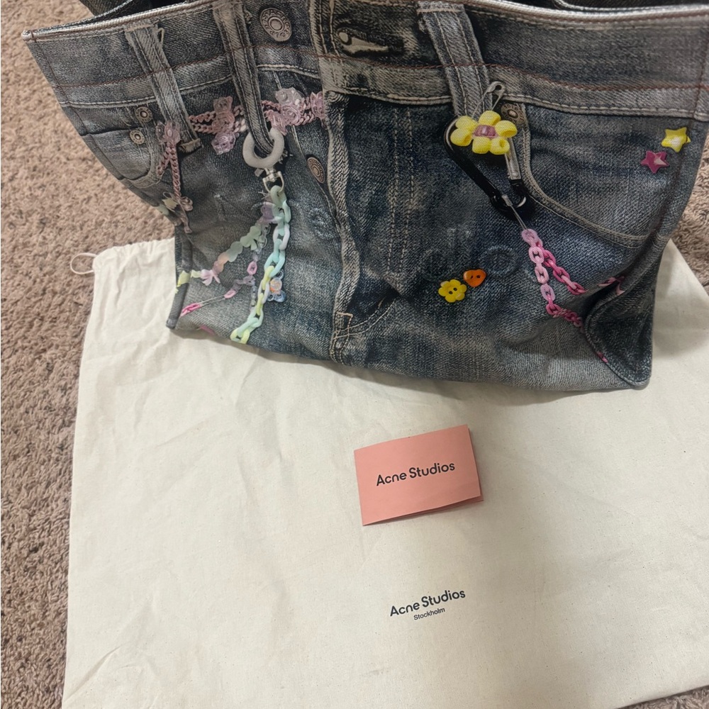 Acne Denim Tote with Colorful Chains - Picture 9 of 9